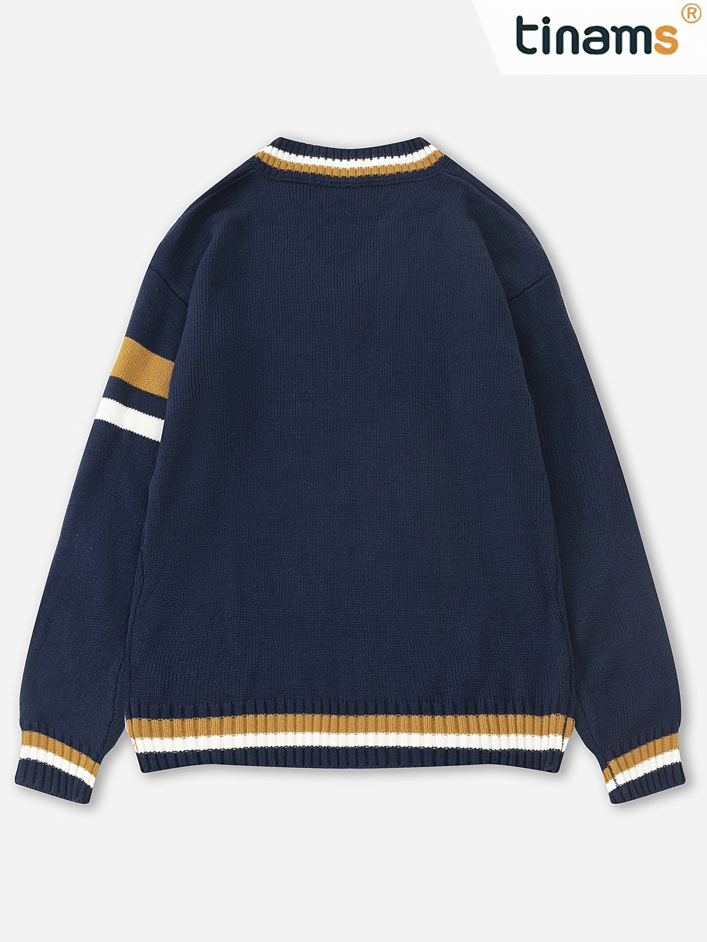 Men'S Casual V-Neck Sweater - Acrylic Knit Pullover with Stripe Detail, Loose Fit for Fall/Winter, British Style