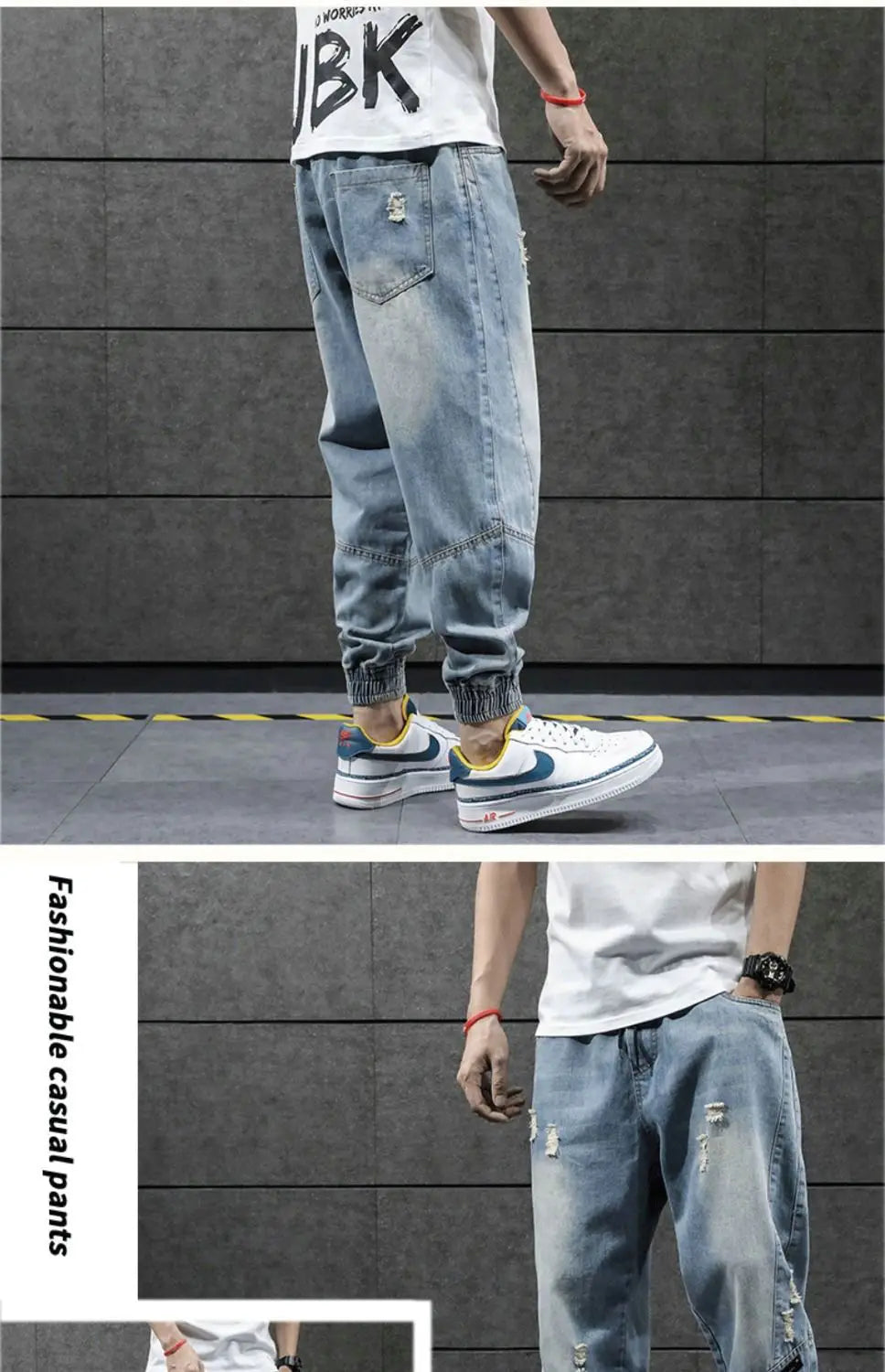 2026 New Hip Hop Harem Jeans Pants Men Loose Joggers Denim Casual Sweatpants Korea Ankle Length Trousers Streetwear Male Clothes