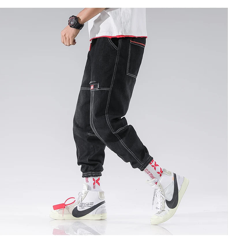 2025 New Streetwear Hip Hop Cargo Pants Men's Jeans Elastic Harun Joggers In Autumn and Spring Men ClothIng