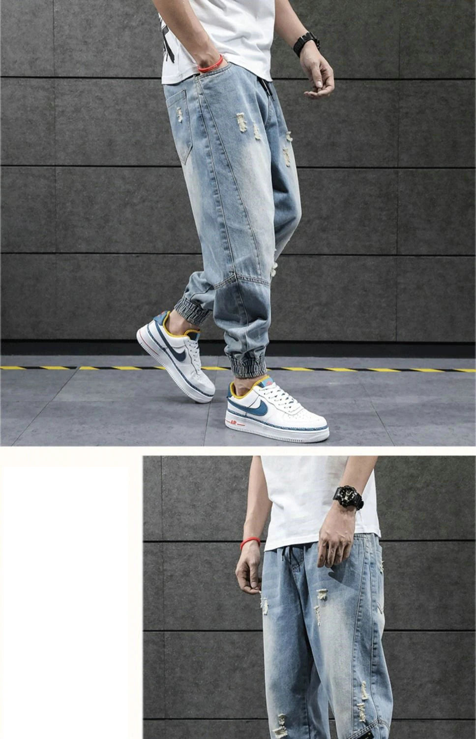 2026 New Hip Hop Harem Jeans Pants Men Loose Joggers Denim Casual Sweatpants Korea Ankle Length Trousers Streetwear Male Clothes