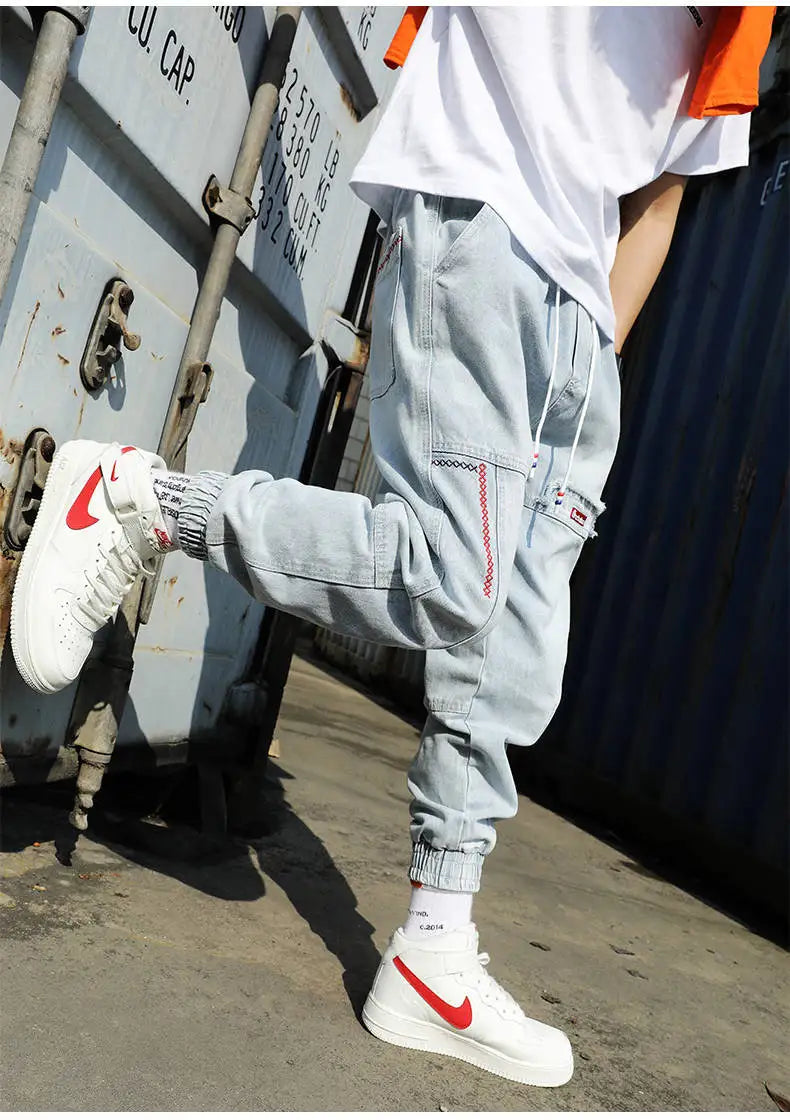 2025 New Streetwear Hip Hop Cargo Pants Men's Jeans Elastic Harun Joggers In Autumn and Spring Men ClothIng