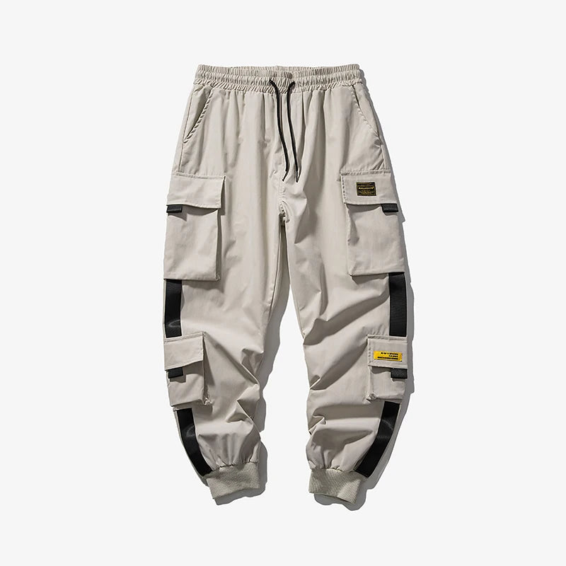 2024 New Hip Hop Joggers Cargo Pants Men Harem Pants Multi-Pocket Ribbons Man Sweatpants Streetwear Casual Mens Pants S-5XL