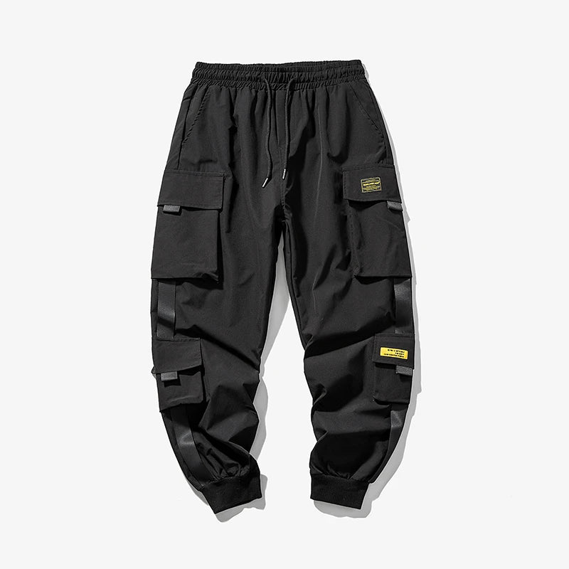 2024 New Hip Hop Joggers Cargo Pants Men Harem Pants Multi-Pocket Ribbons Man Sweatpants Streetwear Casual Mens Pants S-5XL