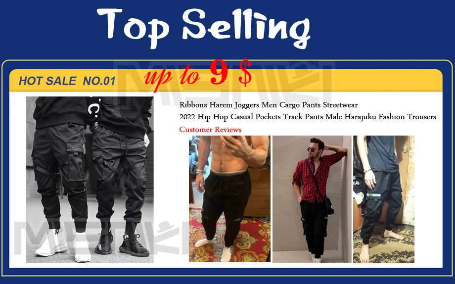 Mens Casual Cargo Pants Black Harem Loose Trousers Streetwear Pantalon Homme