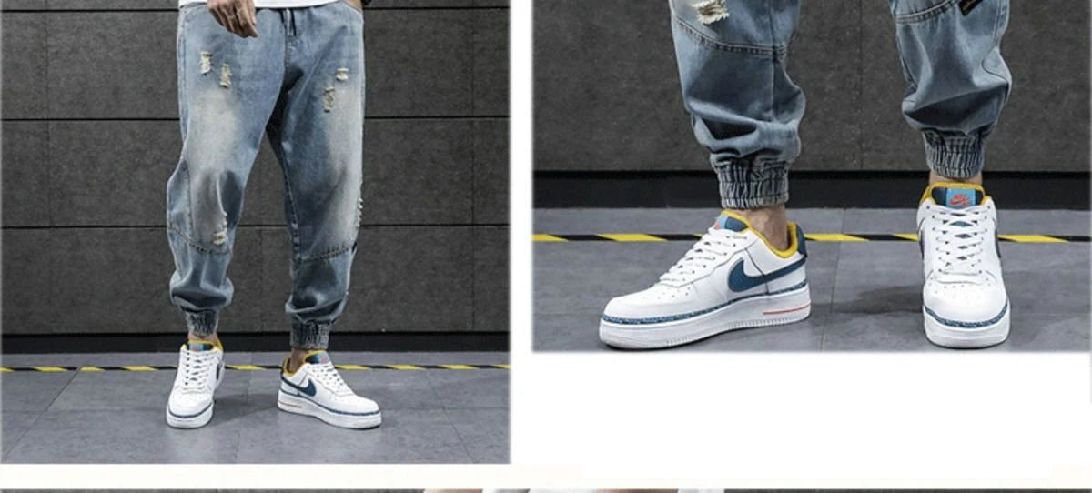 2026 New Hip Hop Harem Jeans Pants Men Loose Joggers Denim Casual Sweatpants Korea Ankle Length Trousers Streetwear Male Clothes