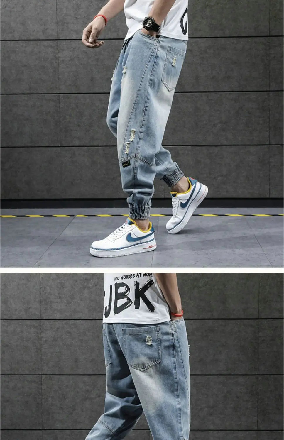 2026 New Hip Hop Harem Jeans Pants Men Loose Joggers Denim Casual Sweatpants Korea Ankle Length Trousers Streetwear Male Clothes