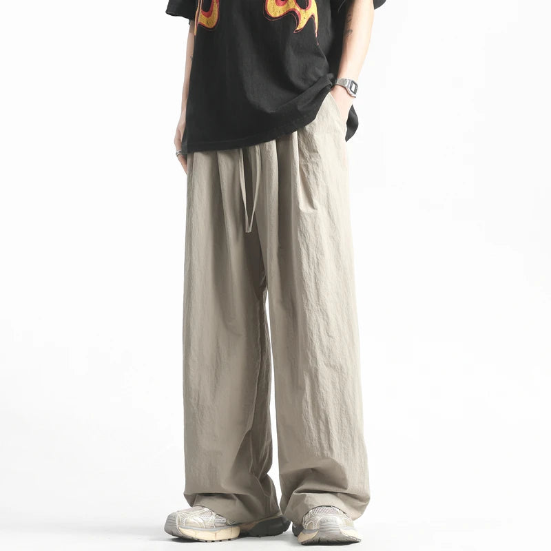 Y2K Men Streetwear Cargo Pants Korean Cotton Line Trousers Men Wide Leg Pants Solid Color Loose Joggers Baggy Harem Pants