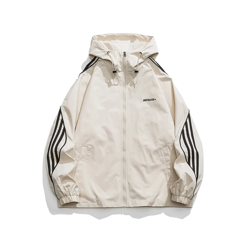 Spring Varsity Jacket WaterProof Hooded Outdoor Solid Color Couple Aviator Jacket Outerwear Fashion Casual Men's Clothing