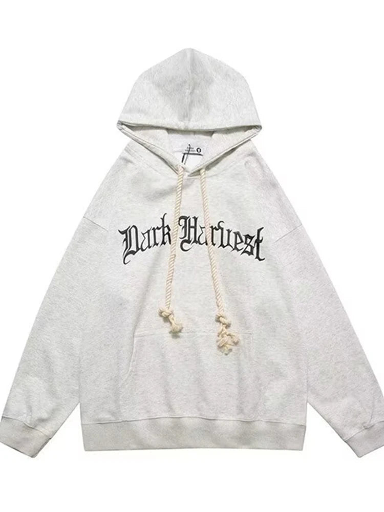 Autumn American Goth Letter Printed Pullover Hoodies Man Hip Hop Cotton Fleece Hooded Sweatshirts Pocket Y2K Streetwear Hoody