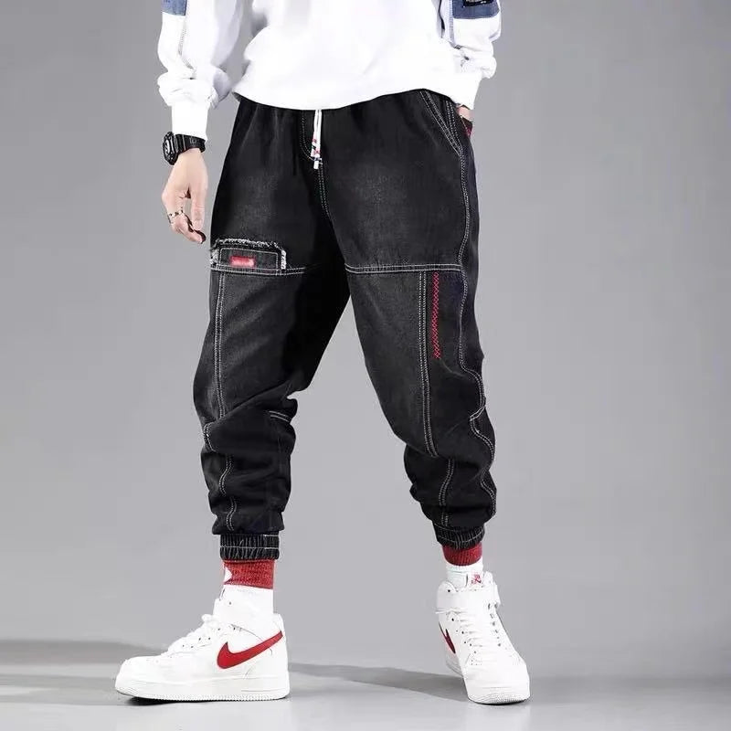 2025 New Streetwear Hip Hop Cargo Pants Men's jeans Cargo Pants Elastic Harun pants Joggers Pants In Autumn and Spring Men Cloth