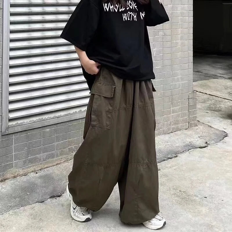 Vintage Baggy Cargo Pants Men Parachute Wide Leg Trousers Male Oversize Retro Loose Casual Japanese Streetwear Hip Hop