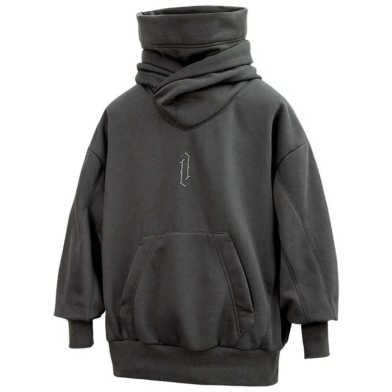2024 Hip Hop Retro Hooded High Neck Sweater Men's Spring and Autumn Loose Street Jacket Sweatshirt