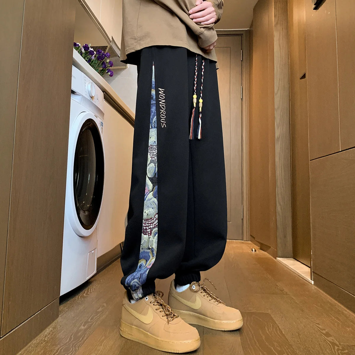 Men Sweatpants 5XL Training Elastic Casual Trousers Hip Pop American Sports Style Loose Oversize Letter Print Jogger Pants