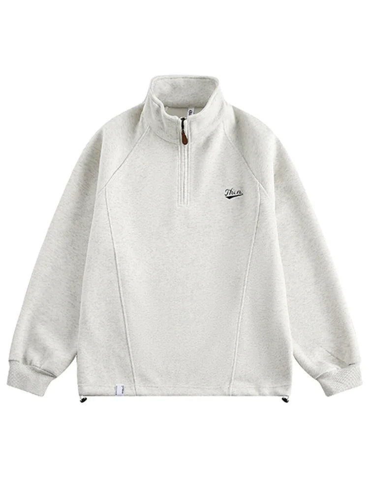 2025 New in Letter Embroidered Half Zip Sweatshirts For Men Spring High Street Fashion Stand Collar Pullover Hoodies Y2K Clothes