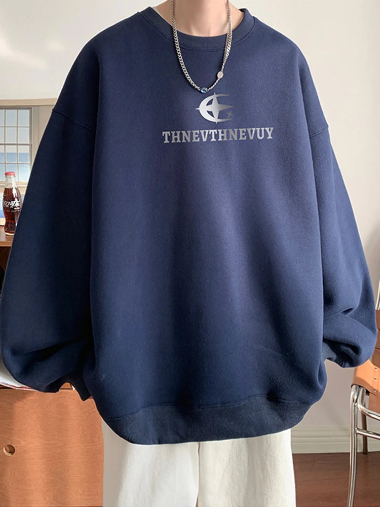 Autumn Hip Hop Letter Crewneck Sweatshirt Men New Y2k Streetwear Pullover Hoodies Korean Fashion Vintage sudaderas para hombre