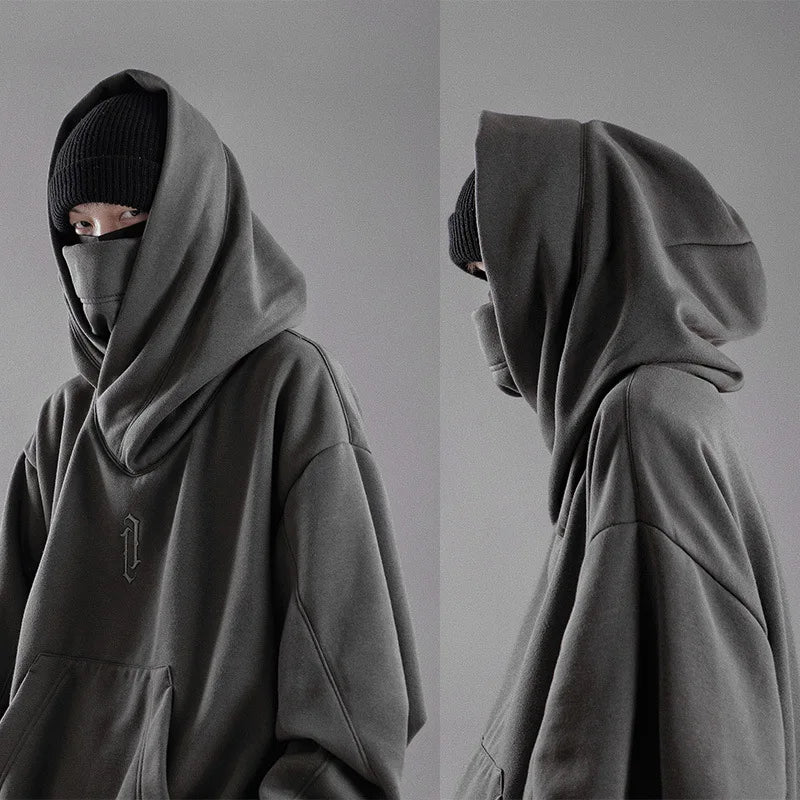 2024 Hip Hop Retro Hooded High Neck Sweater Men's Spring and Autumn Loose Street Jacket Sweatshirt
