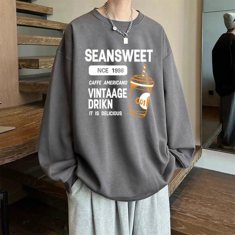 New Funny Graphic Printed Crewneck Pullover Hoodies For Men Y2K Vintage Streetwear Sweatshirts Casual Long Sleeve sudaderas