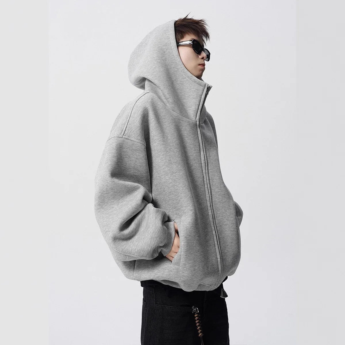 American Style Heavyweight Open Cardigan Sweatshirt Men's Autumn High Street Versatile Loose Couple Outerwear Trendy Vintage...