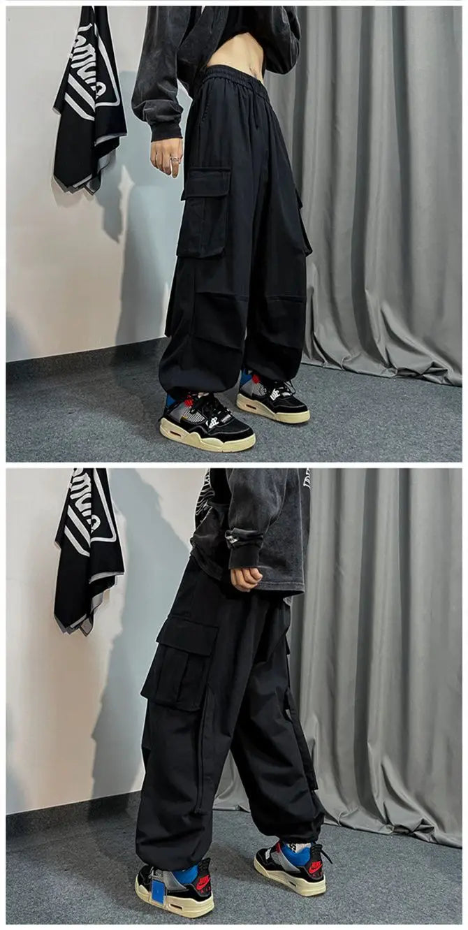 2024 Black Cargo Pants for Men Oversize Cargo Trousers Male Green Loose Casual Japanese Streetwear Hip Hop Pocket Big Size
