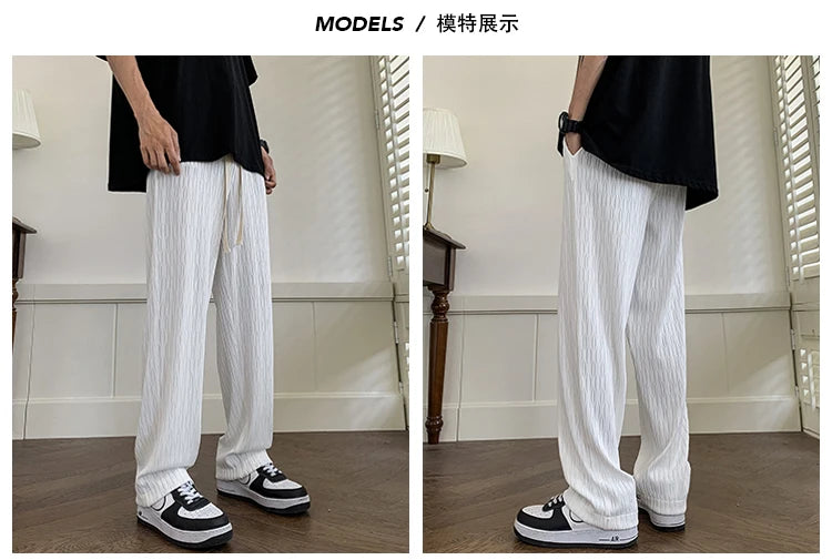 Men Straight Casual Pants 2025 New Korean Style Baggy Wide Leg Pants Trousers Male Streetwear Oversized Joggers Sweatpants