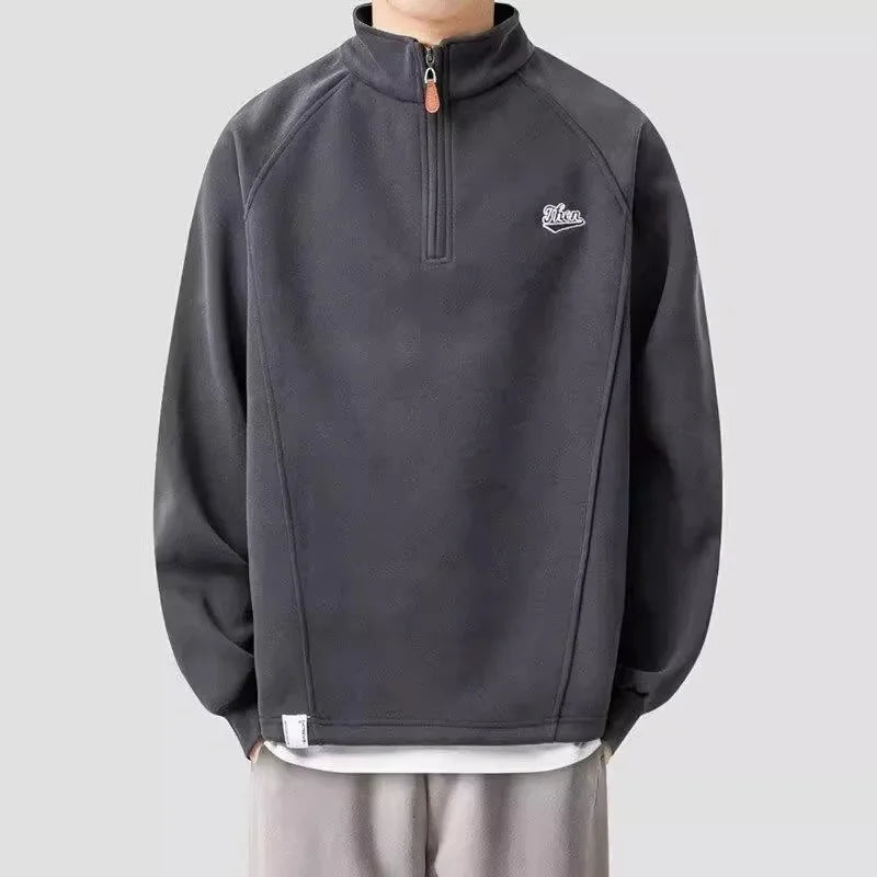 2025 New in Letter Embroidered Half Zip Sweatshirts For Men Spring High Street Fashion Stand Collar Pullover Hoodies Y2K Clothes