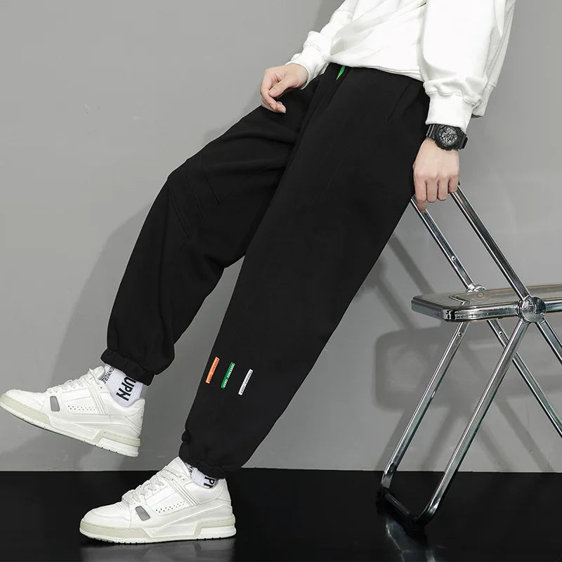 Side Striped Casual Pants Men Oversized Baggy Wide Leg Trousers Elastic Waist Streetwear Joggers Fashion Harajuku Men Pants 7XL