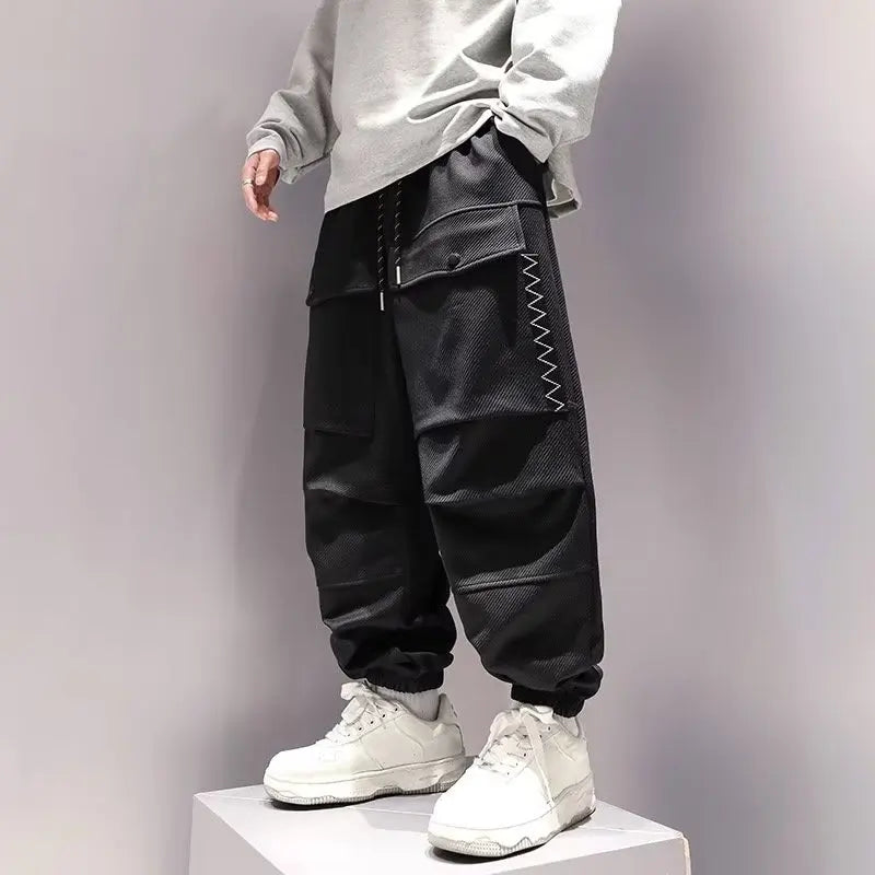 Korean Cargo Pants Men Japanese Streetwear Oversize Sweatpants Harajuku Casual Joggers Kpop Trendy Trousers Hip Hop