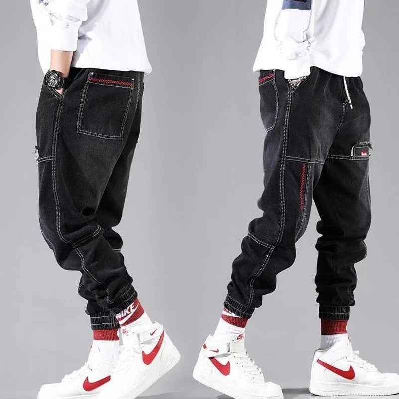 2025 New Streetwear Hip Hop Cargo Pants Men's jeans Cargo Pants Elastic Harun pants Joggers Pants In Autumn and Spring Men Cloth