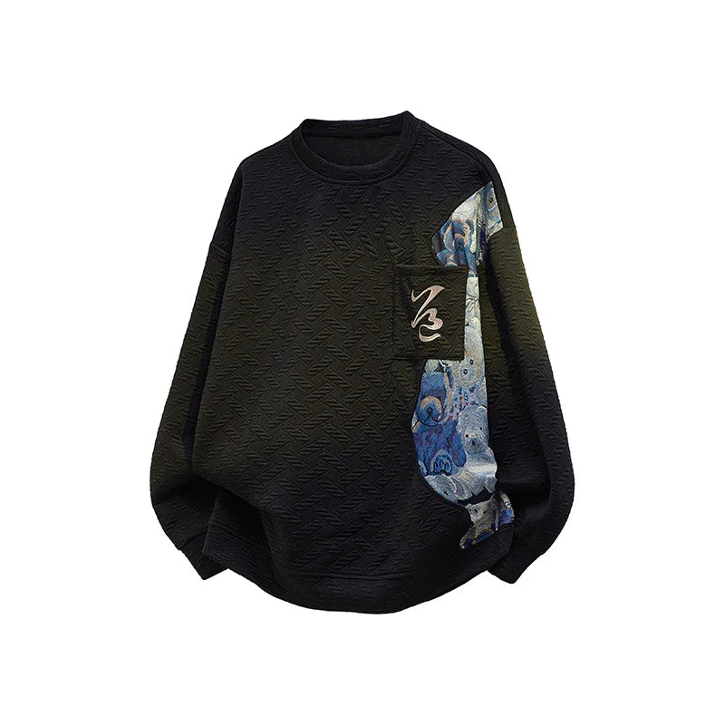 New Men's Pullover Sweatshirt Harajuku Embroidered Bear Pattern Loose Casual Round Neck Sweatshirts Unisex Fashion Hoodie 5XL