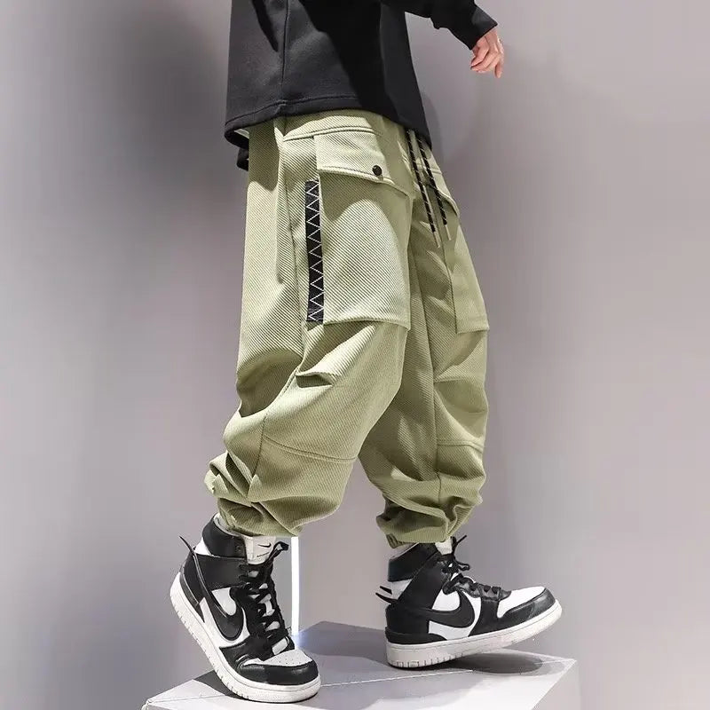 Korean Cargo Pants Men Japanese Streetwear Oversize Sweatpants Harajuku Casual Joggers Kpop Trendy Trousers Hip Hop