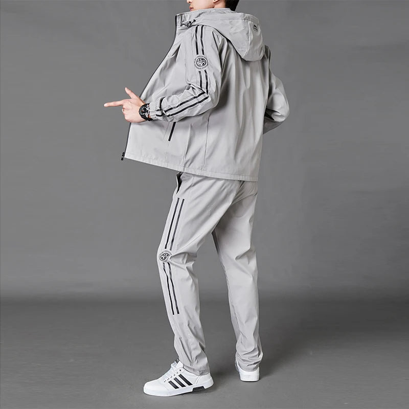 Men Tracksuit Casual Hoodies Sets 2026 Spring New Male Jackets+Pants Two Piece Sets Hip Hop Streetwear Sports Suit Korean Style