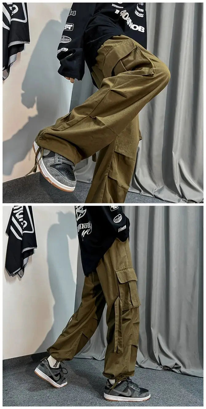 2024 Black Cargo Pants for Men Oversize Cargo Trousers Male Green Loose Casual Japanese Streetwear Hip Hop Pocket Big Size