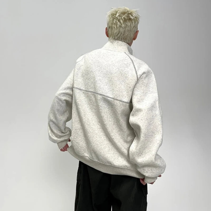Autumn Letter Printed Long Sleeve Half-Zip Sweatshirts Man Hip Hop Fashion Patchwork Sudadera Y2K Streetwear Pullover Hoodies