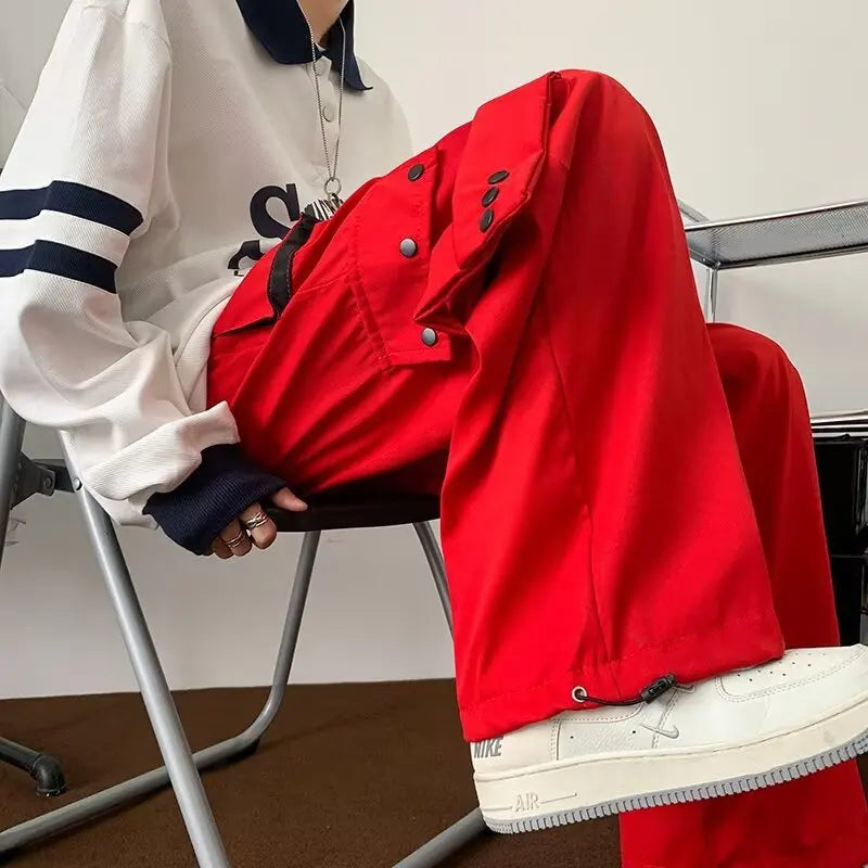 Streetwear Hip Hop Joggers Cargo Pants Men Overalls Multi-Pocket Black Pants Harajuku Fashion Men's Wide Leg Baggy Sweatpants
