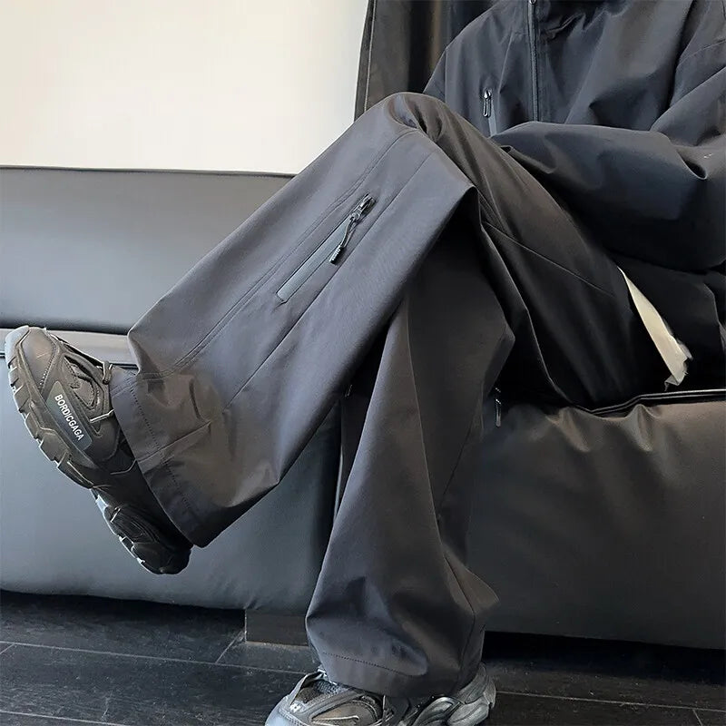 Streetwear Hip Hop Joggers Cargo Pants Men's Black Pants Solid Fashion Harajuku Y2K Wide-Legged Pants Casual Sweatpants M 5XL