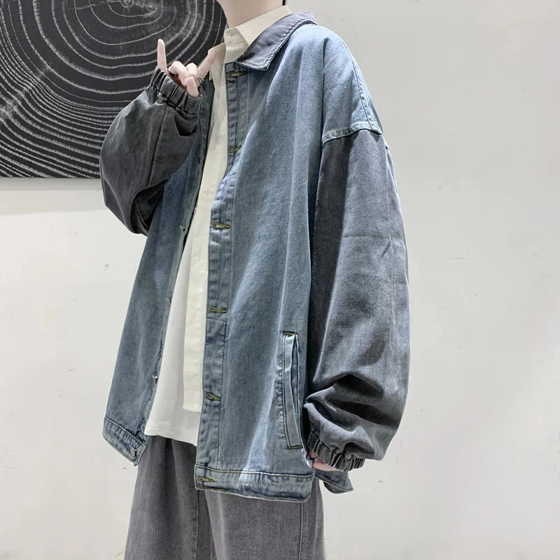 Spring Autumn Men Denim Jackets Korean style Male Coat Retro Streetwear Patchwork Casual Couple Jacket Ins Tide Jackets Denim
