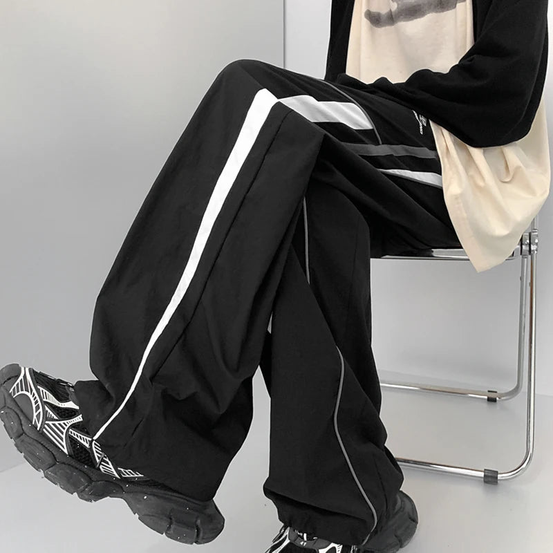 Men's y2k Striped Baggy Cargo Pants Sweatpants Sportswear Wide Leg Harajuku Track Pants Trousers men Korean Autumn Clothes