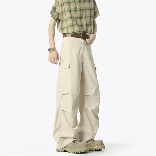Autumn New Wide Leg Pocket Cargo Pants Men Trousers Neutral Loose Casual Straight Outdoor Fashion Pants Sweatpants 4XL