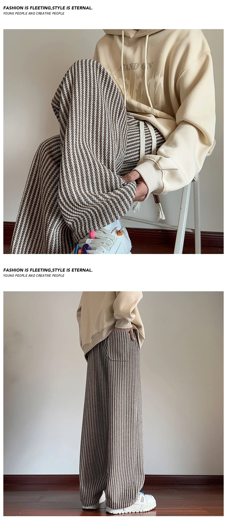 Casual Pants For Men 2024 Spring Autumn New Style American Fit Loose Fit Leg Sweatpants Skin Sense Straight Leg Pants