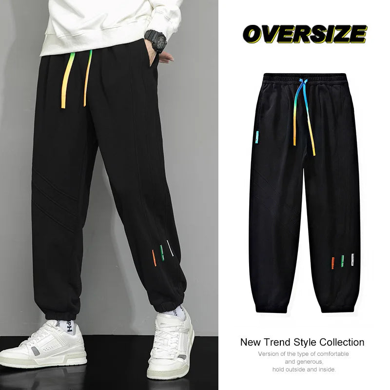 Side Striped Casual Pants Men Oversized Baggy Wide Leg Trousers Elastic Waist Streetwear Joggers Fashion Harajuku Men Pants 7XL