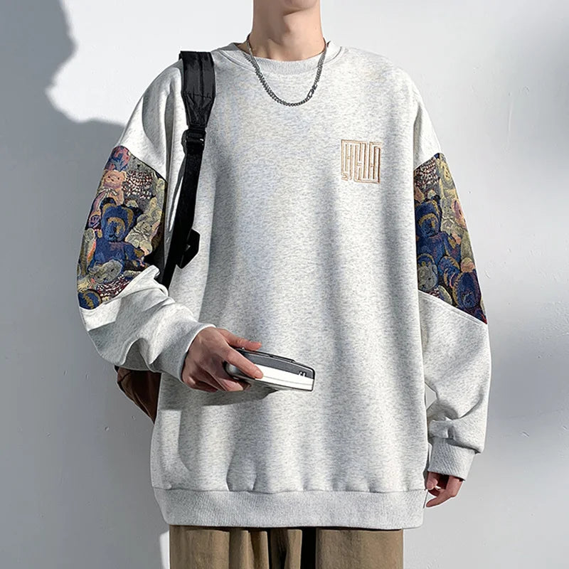 New Bear Graphic Print Pullovers Men Y2K Vintage Streetwear Crewneck Sweatshirts Hombre Autumn Hip Hop Loose Tracksuit Clothing