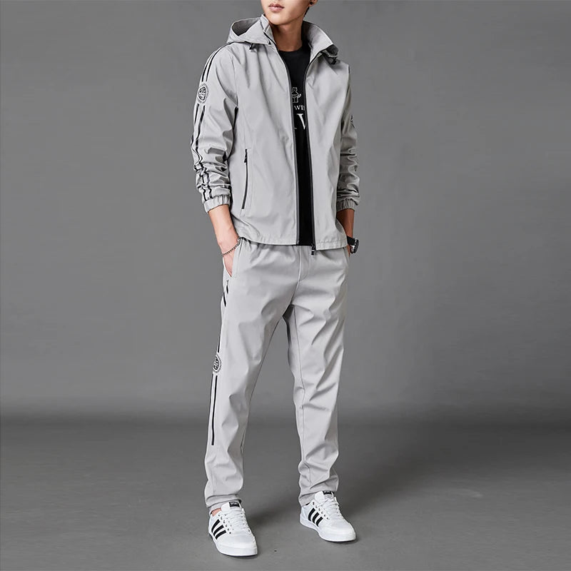 Men Tracksuit Casual Hoodies Sets 2026 Spring New Male Jackets+Pants Two Piece Sets Hip Hop Streetwear Sports Suit Korean Style