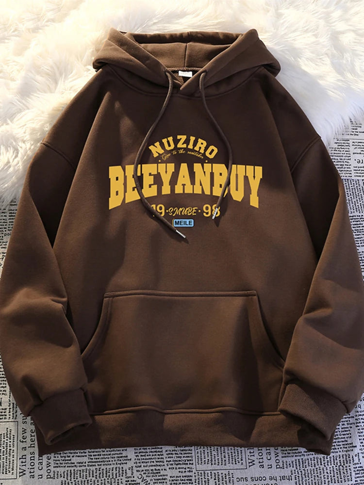 Autumn High Street Letter Printed Y2K Hoodies For Man Oversized Long Sleeve Hooded Sweatshirts Vintage Fleece Sudadera Hombre
