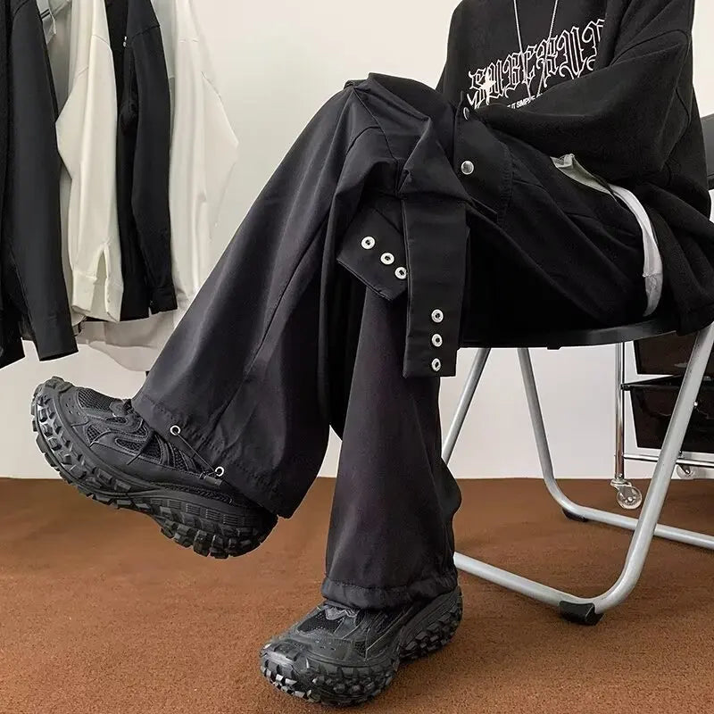 Streetwear Hip Hop Joggers Cargo Pants Men Overalls Multi-Pocket Black Pants Harajuku Fashion Men's Wide Leg Baggy Sweatpants