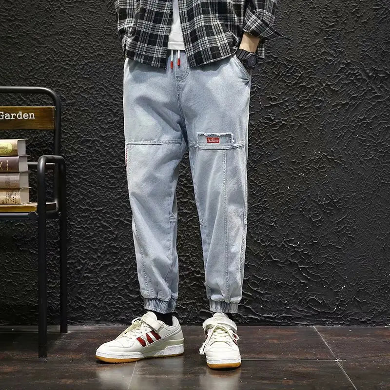 2025 New Streetwear Hip Hop Cargo Pants Men's Jeans Elastic Harun Joggers In Autumn and Spring Men ClothIng