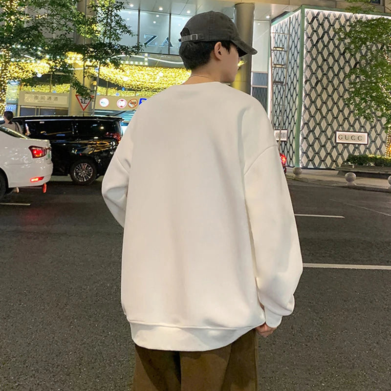 2026 Autumn Letter Printed Sweatshirts Men's Korean Fashion Loose Crewneck Pullover Hoodies Hip Hop Y2K Streetwear Sudadera