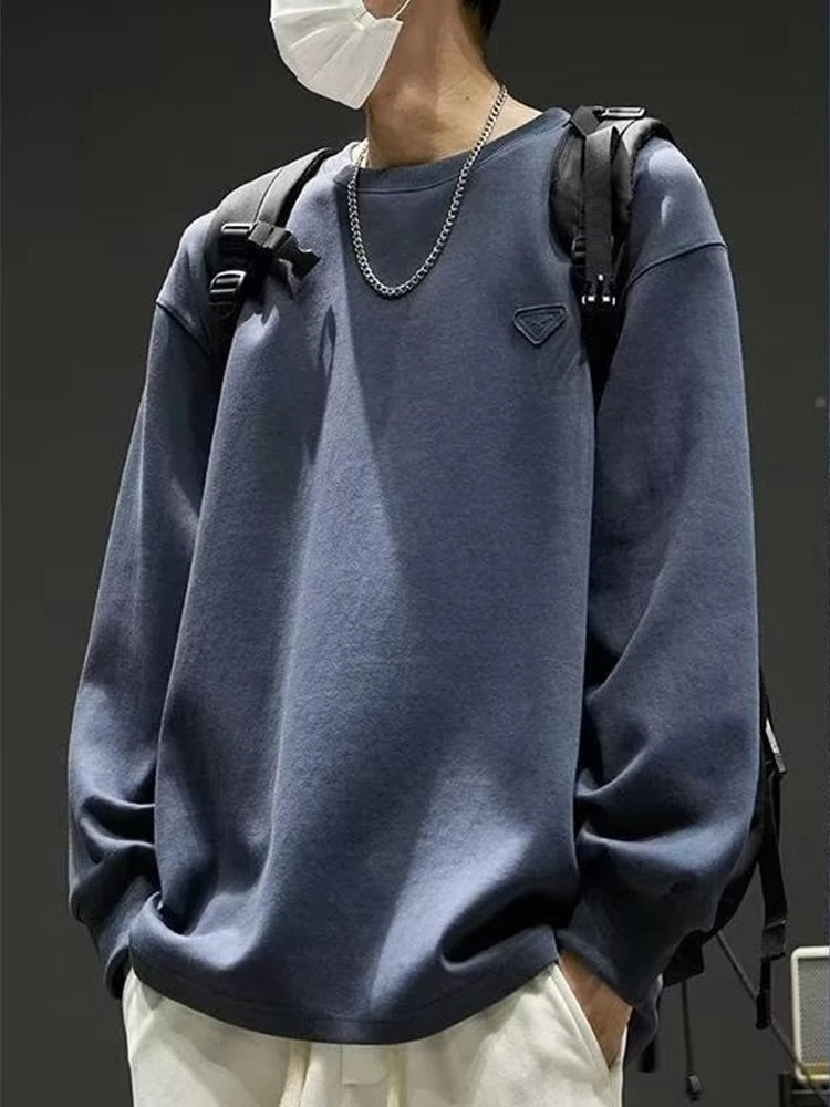 2026 New Foam Print Sweatshirts For Men Casual Y2K Vintage Crewneck Pullover Hoody Patchwork Oversized Tracksuit Clothes