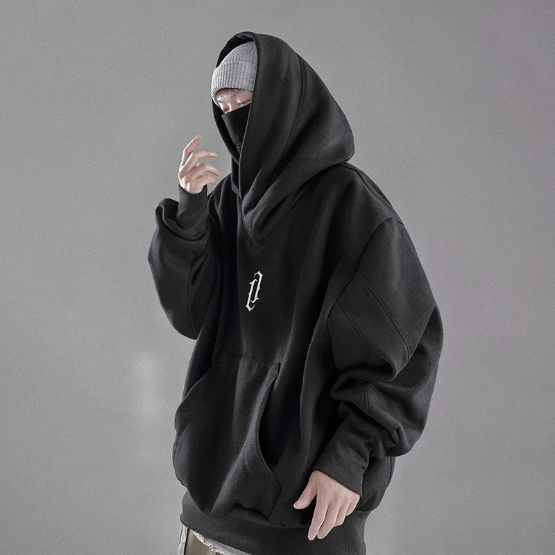 2024 Hip Hop Retro Hooded High Neck Sweater Men's Spring and Autumn Loose Street Jacket Sweatshirt