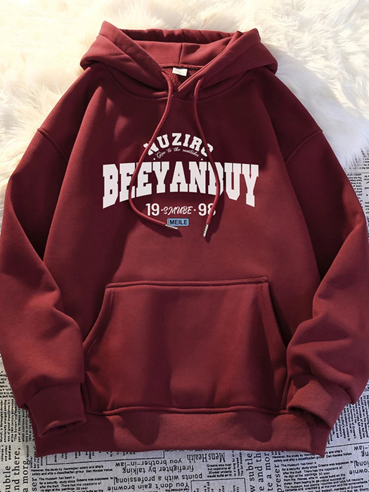 Autumn High Street Letter Printed Y2K Hoodies For Man Oversized Long Sleeve Hooded Sweatshirts Vintage Fleece Sudadera Hombre