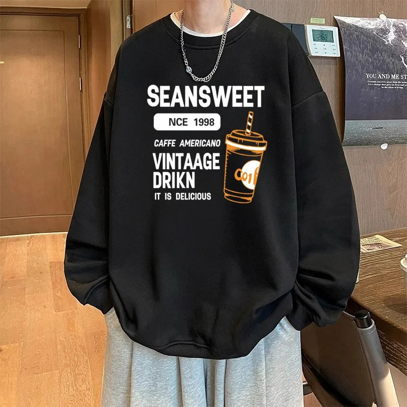 New Funny Graphic Printed Crewneck Pullover Hoodies For Men Y2K Vintage Streetwear Sweatshirts Casual Long Sleeve sudaderas